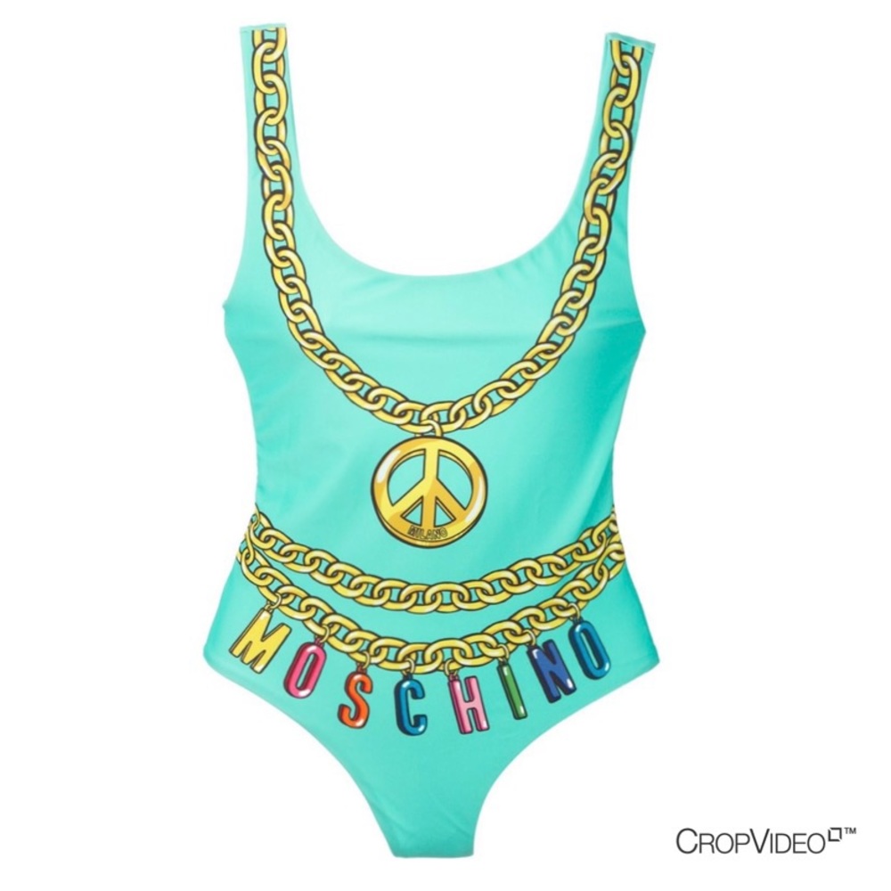 MOSCHINO LOGO CHAIN PRINT SWIMSUIT
